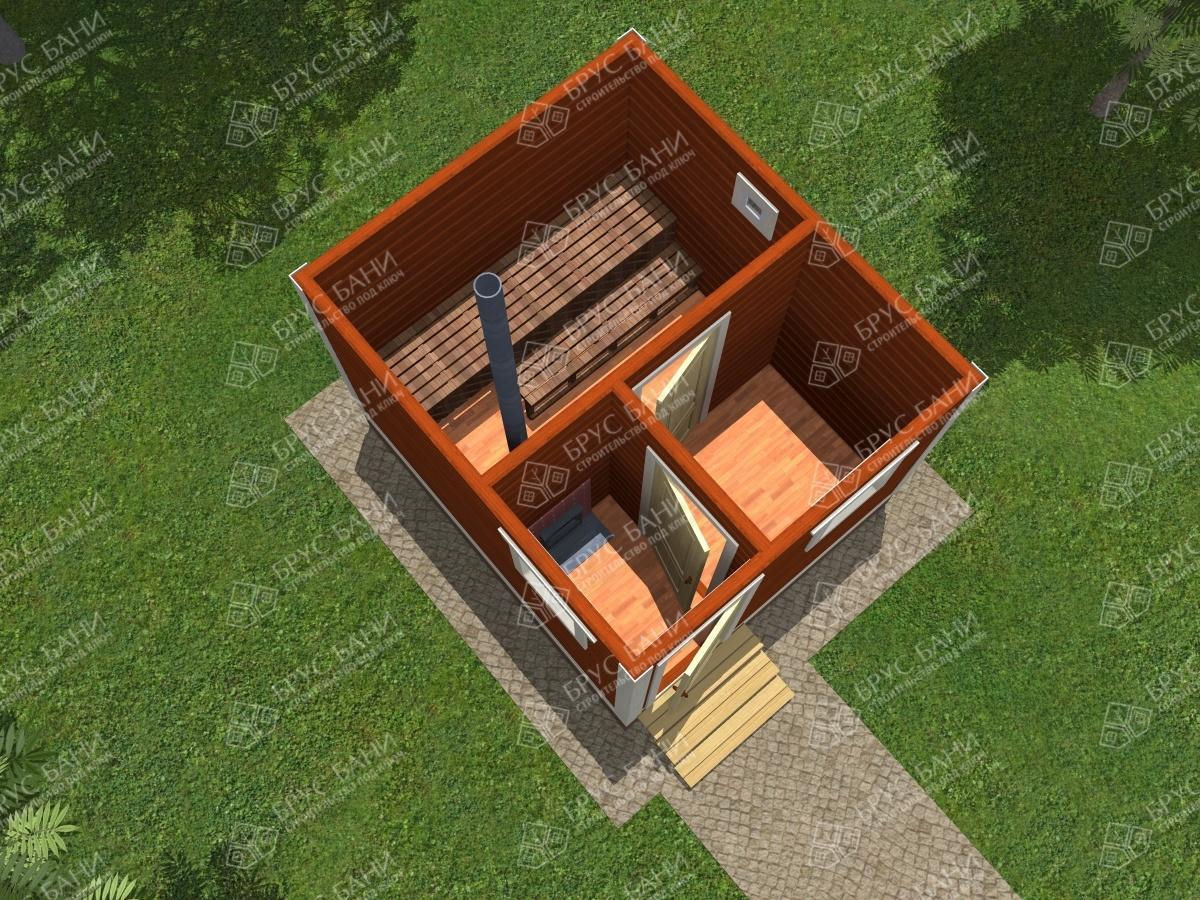 Каркасная баня 3x3 - планировка первого этажа