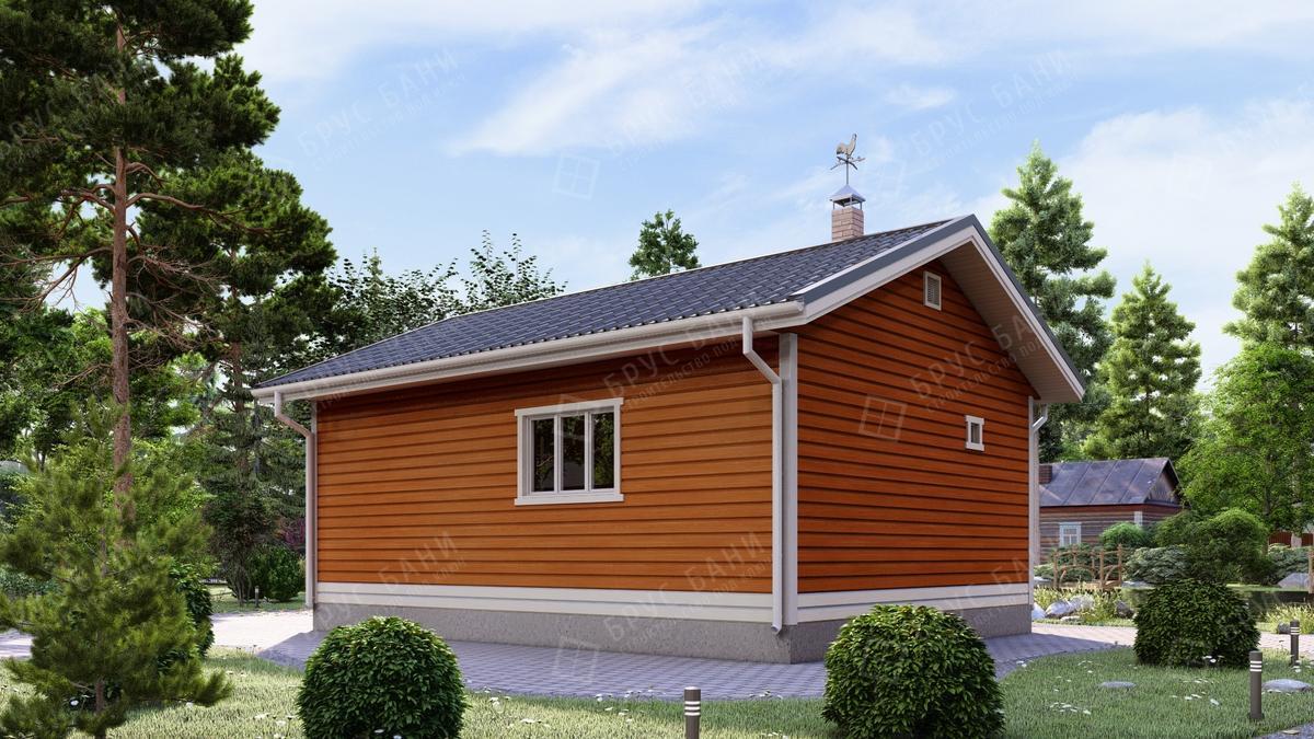 Баня из бруса 6x8 - фотография сзади